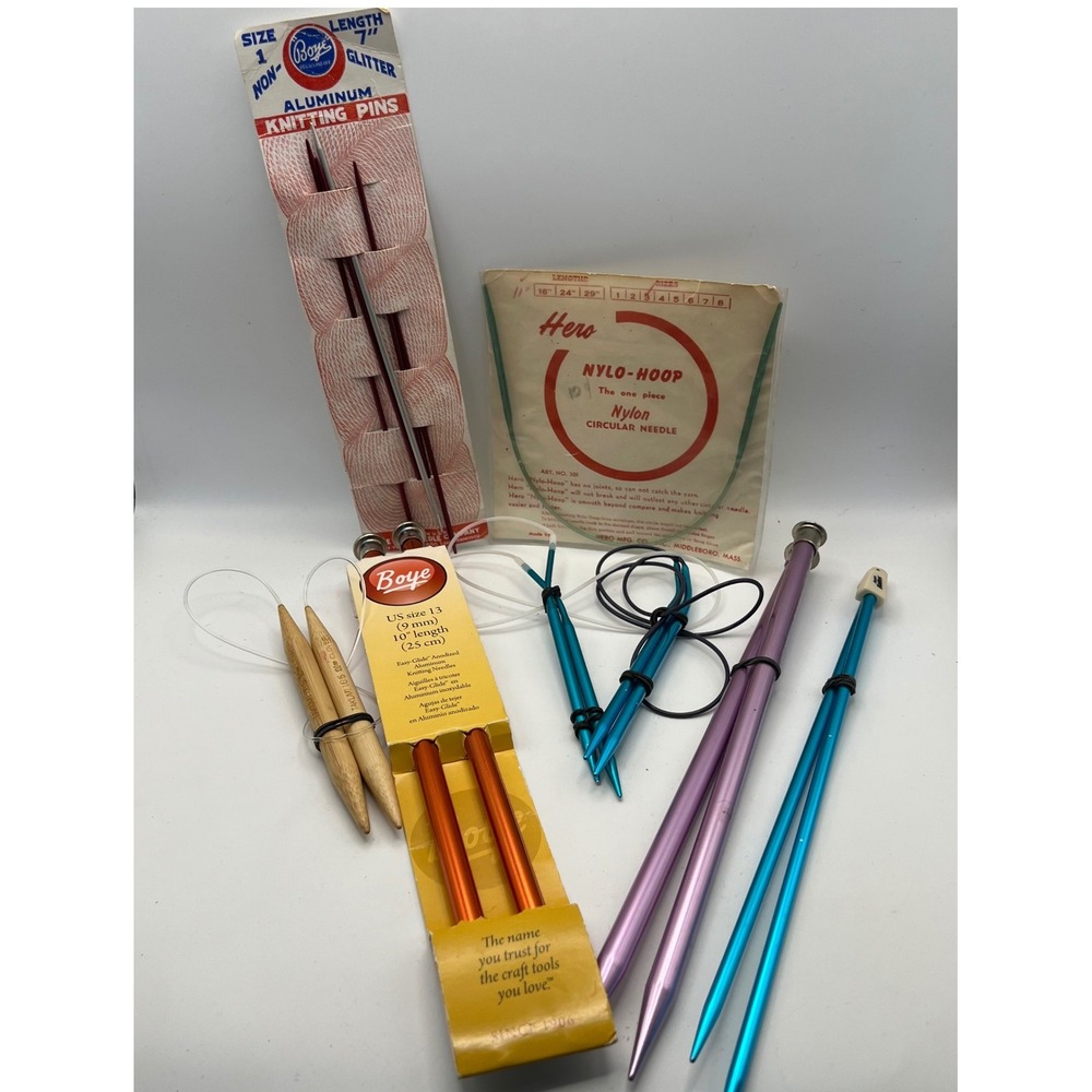 Knitting Needle Mixed Lot of 8 Circular Straight Vintage Modern DIY Crafting